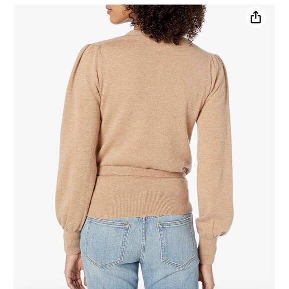 Dear Drew by Drew Barrymore Beige Tan Cashmere Wool Wrap Top Size M - Picture 2 of 11